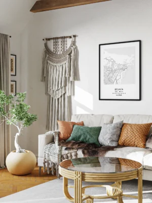 Mise en scène d’un poster Citymap Béjaïa dans un décor moderne - Couleur Gris